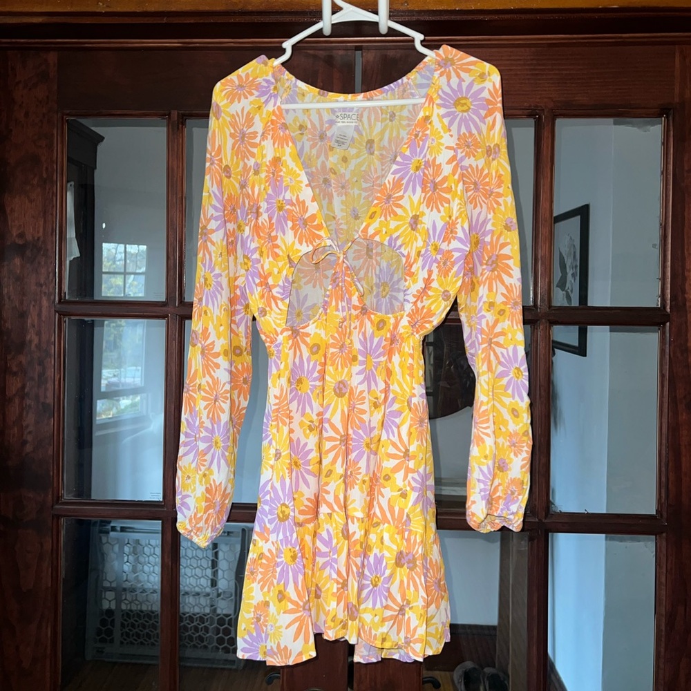L*Space Floral V-Neck Dress in Yellow and Purple